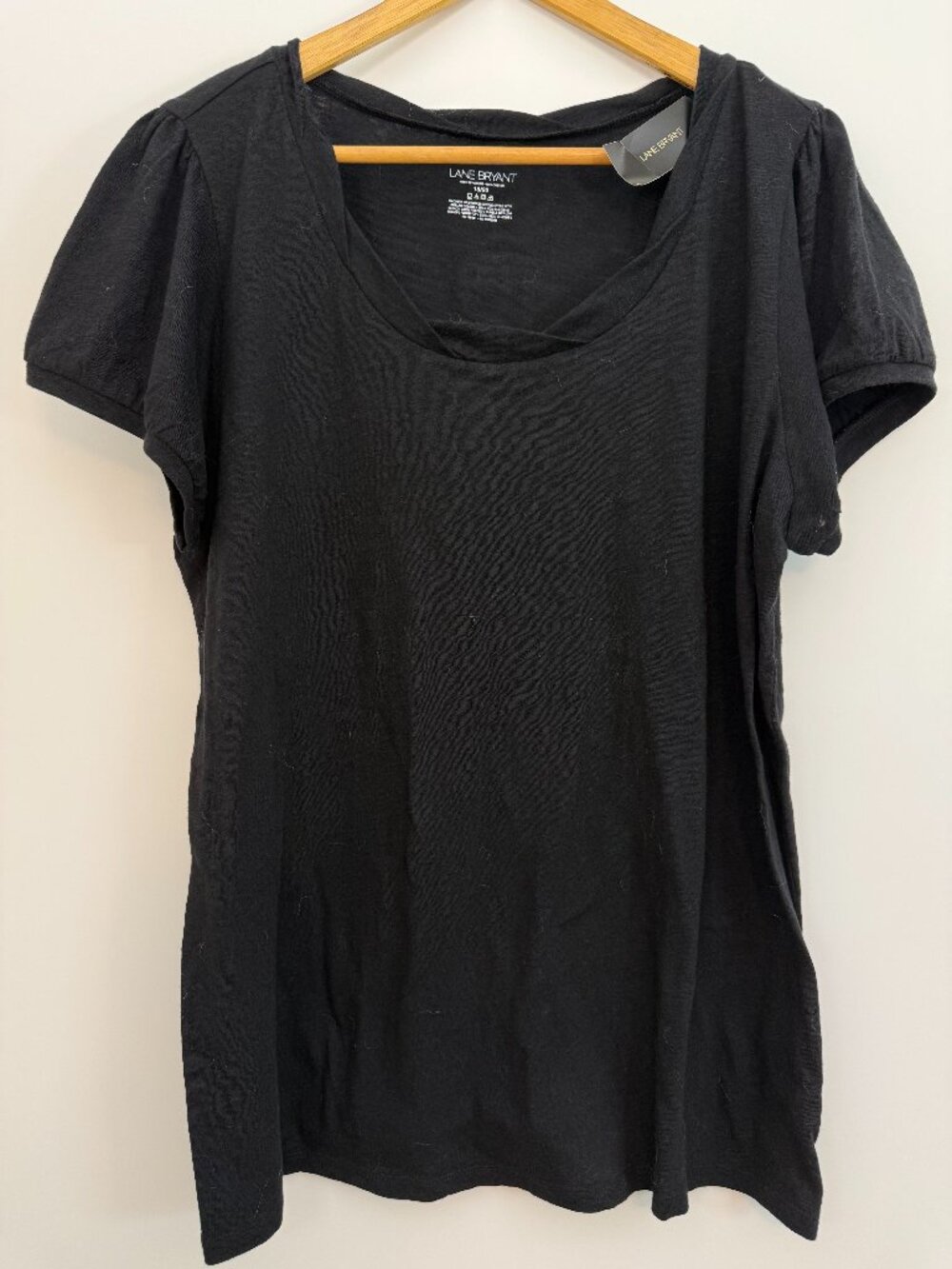 NWT Lane Bryant Blouse Womens Plus 2X Black Cotton Cap Sleeves Tunic